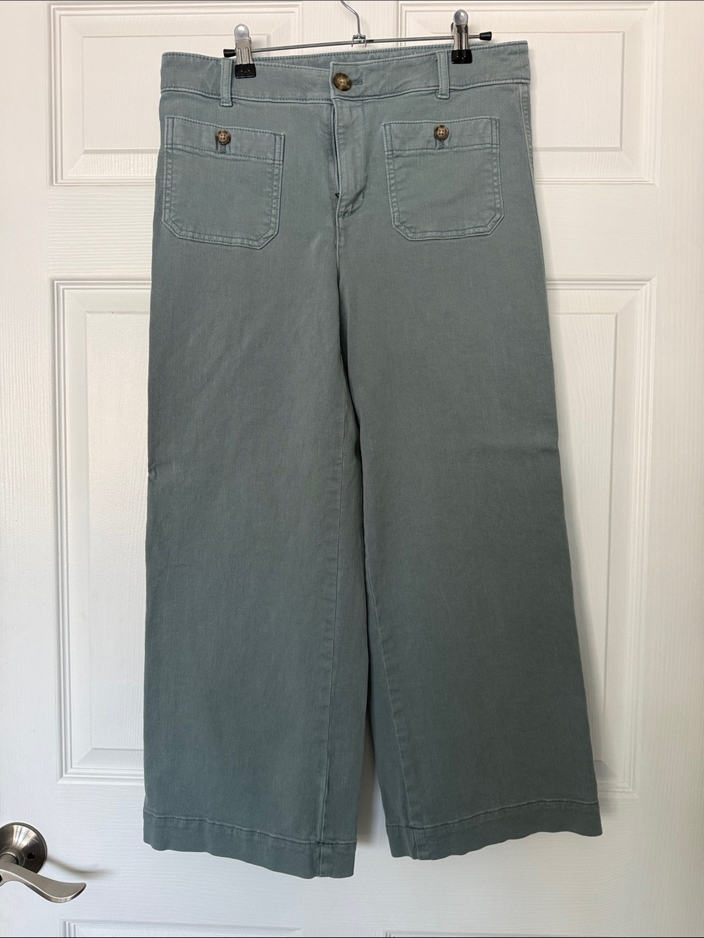 LOFT Wide Leg Cropped Jeans in Sage Green